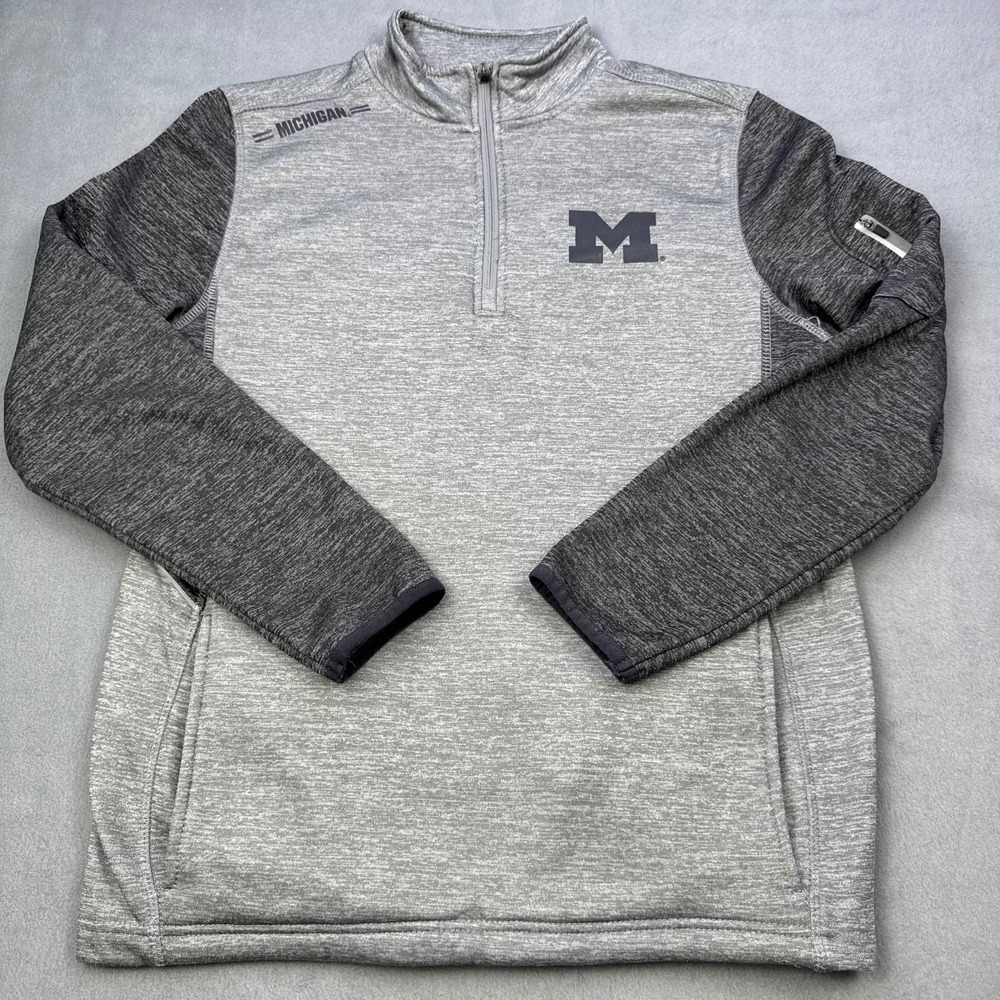 Michigan Wolverines Sweatshirt Mens Small Gray NCAA Football Colosseum 1/4 Zip